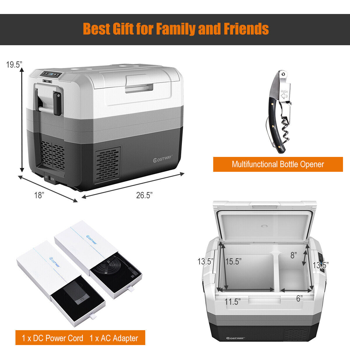 58 Quart Portable Electric Cooler for Camping & Car