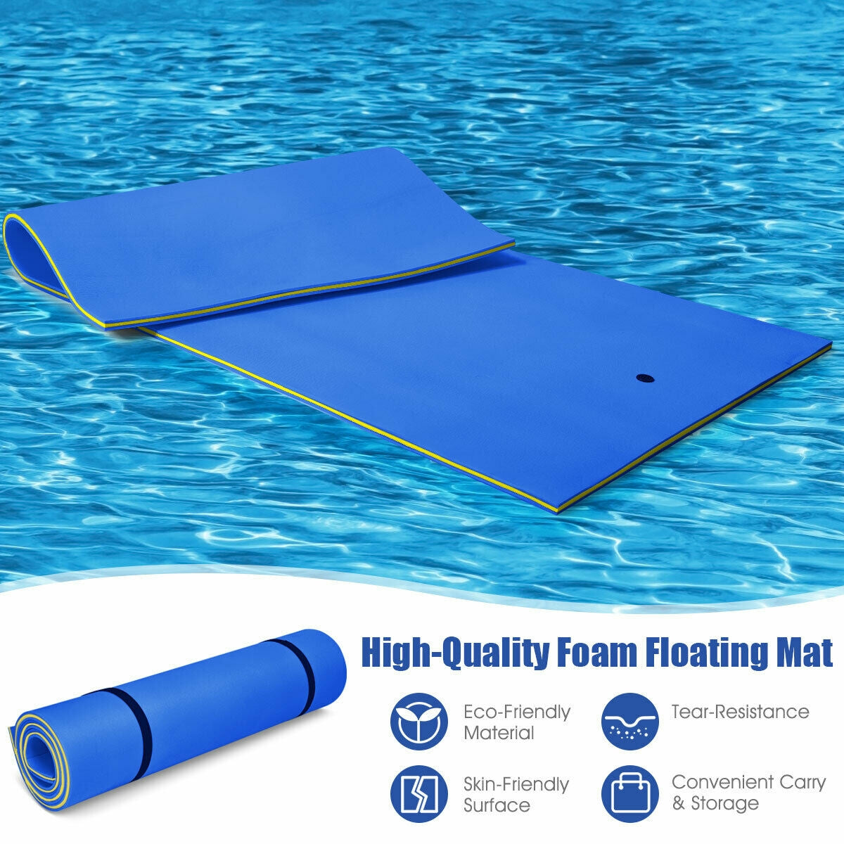 12’ x 6’ 3 Layer Floating Water Pad-Green