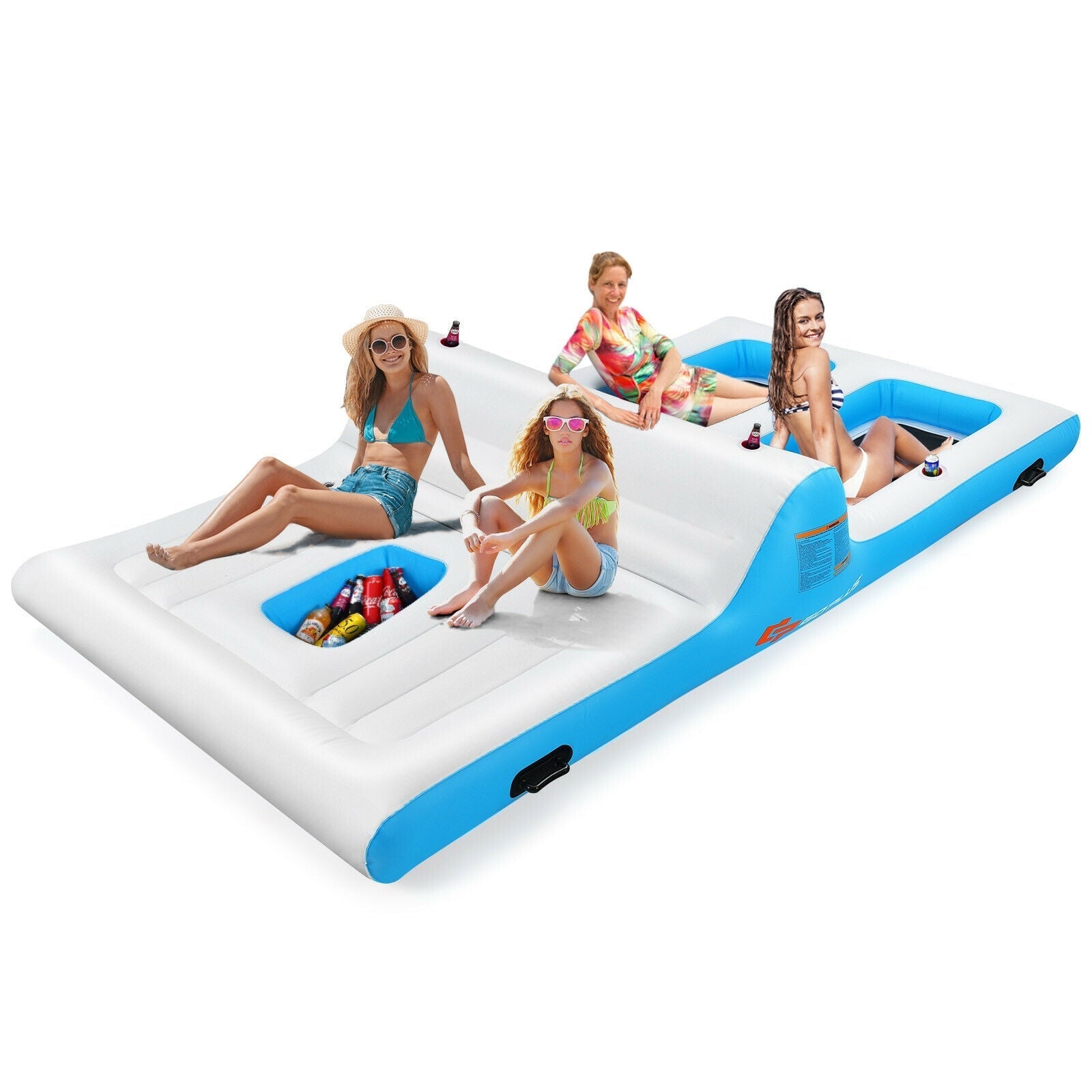 Floating 4 Person Inflatable Lounge Raft with 130W Electric Air-White