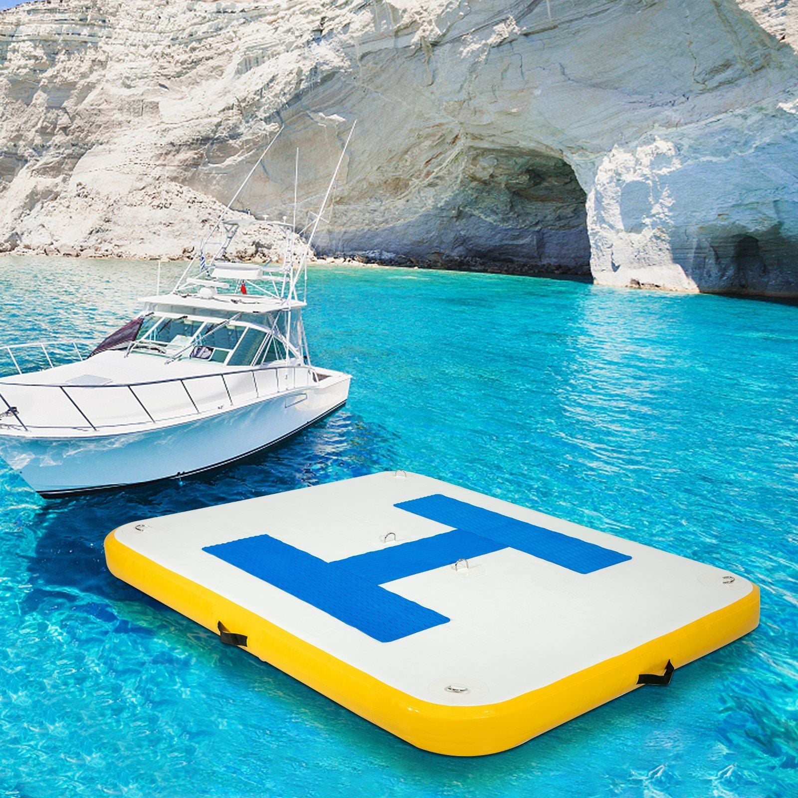 8’ x 5’ Inflatable Floating Dock Platform with Electric Air Pump