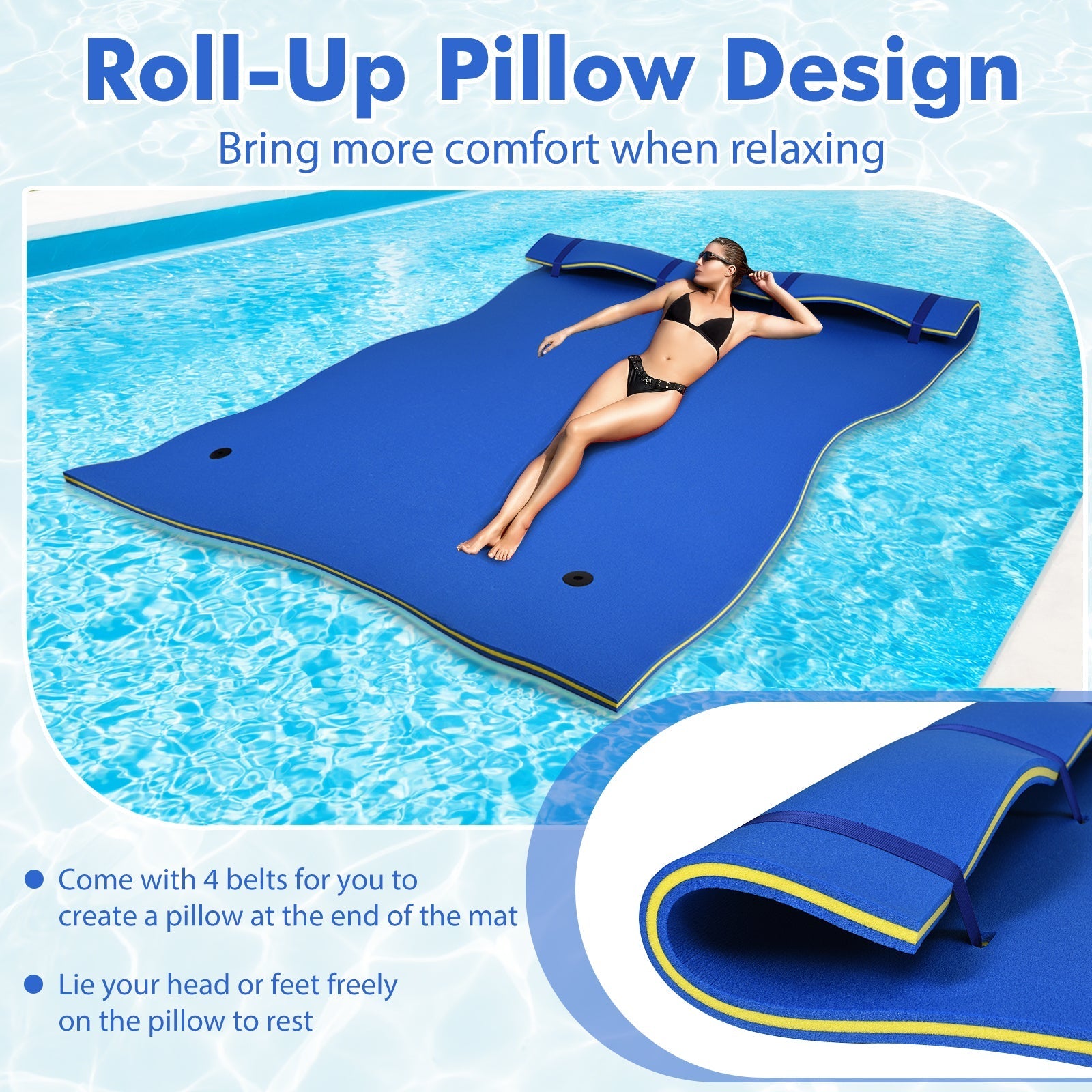 9' x 6' 3 Layer Floating Water Pad Foam Mat