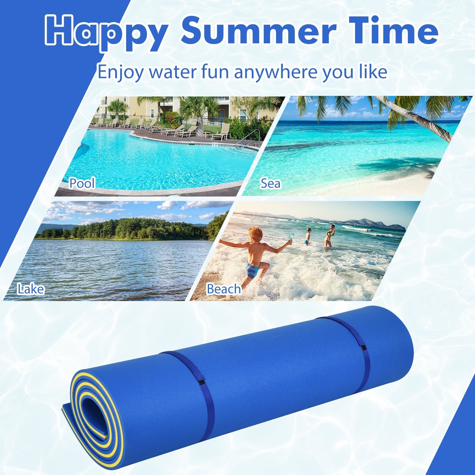 9' x 6' 3 Layer Floating Water Pad Foam Mat