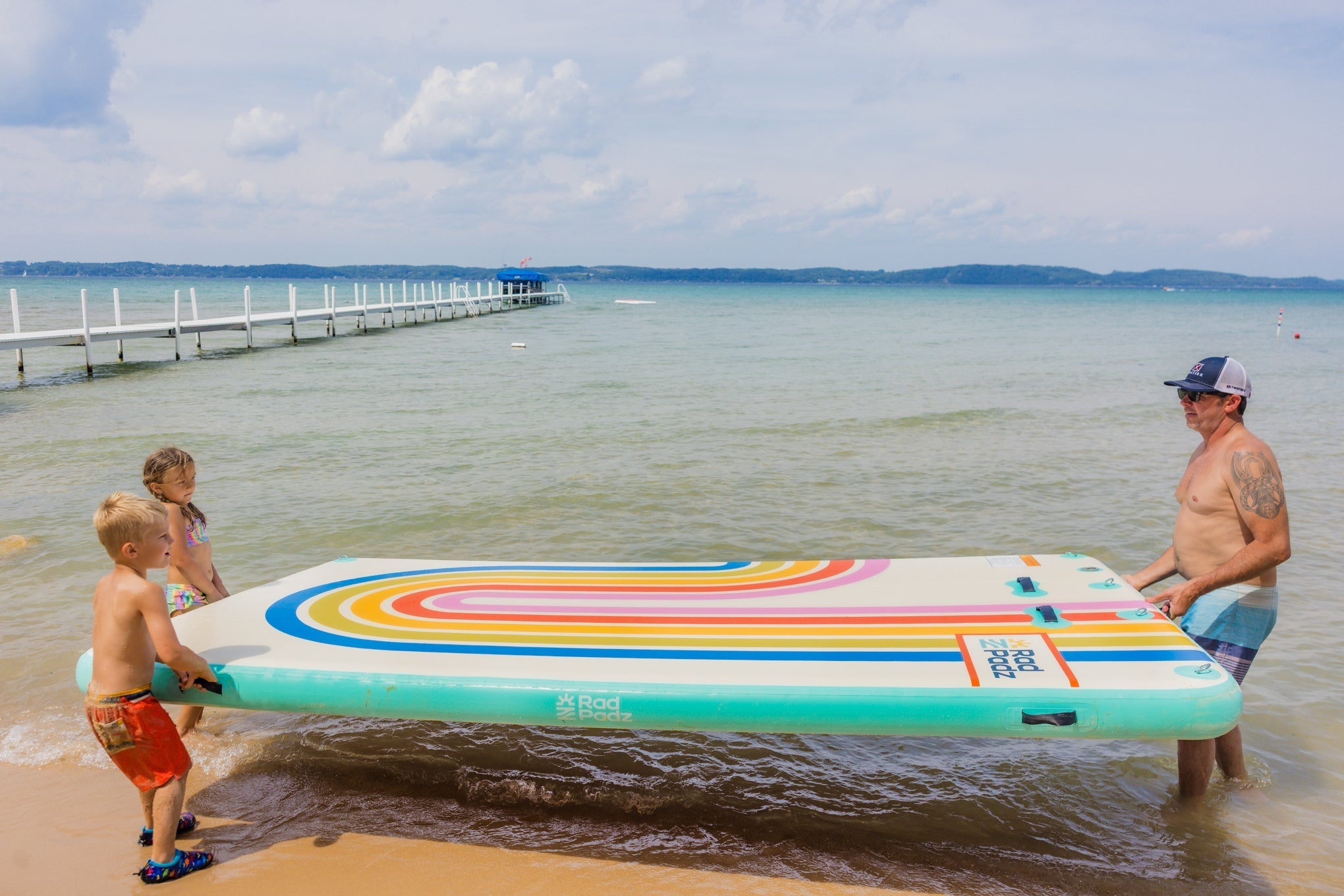 RadPadz® Cannonballer – Retro | 6'x12' Inflatable Dock Platform